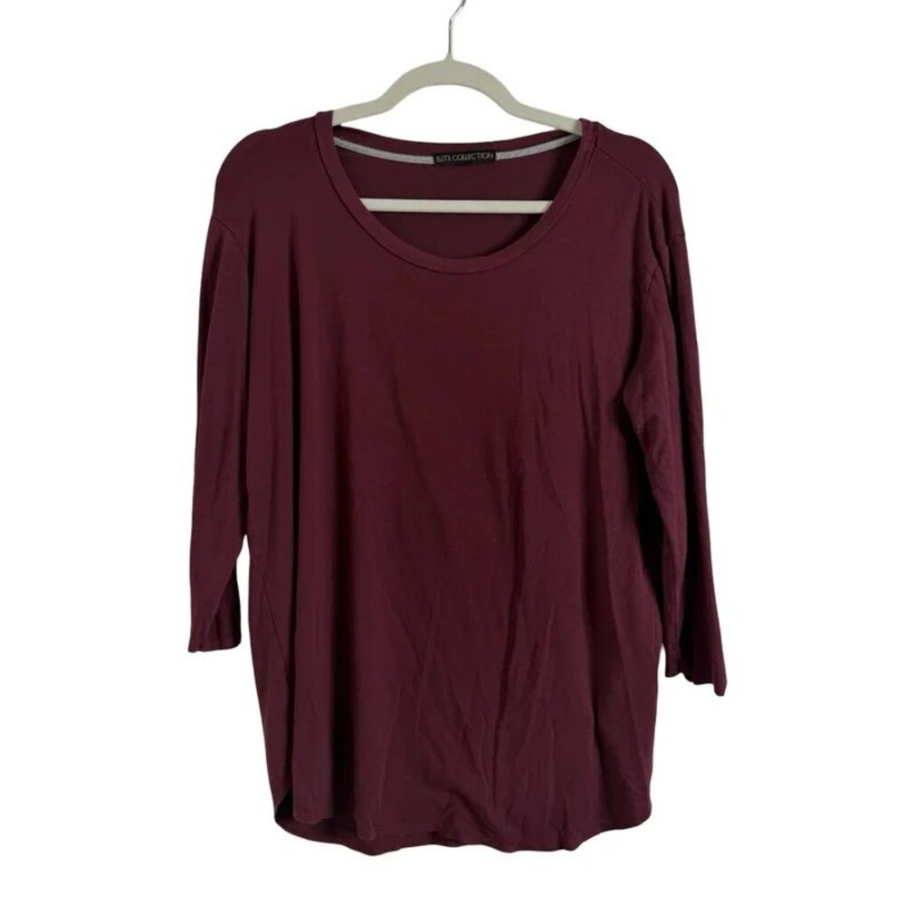 Elite Collection Women’s Burgundy 3/4 Sleeve Tunic Top Size XL Trendy Fashion